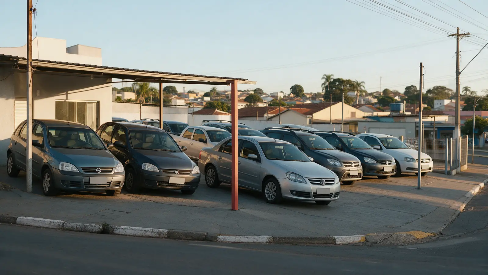 Pátio de uma revenda de carros seminovos